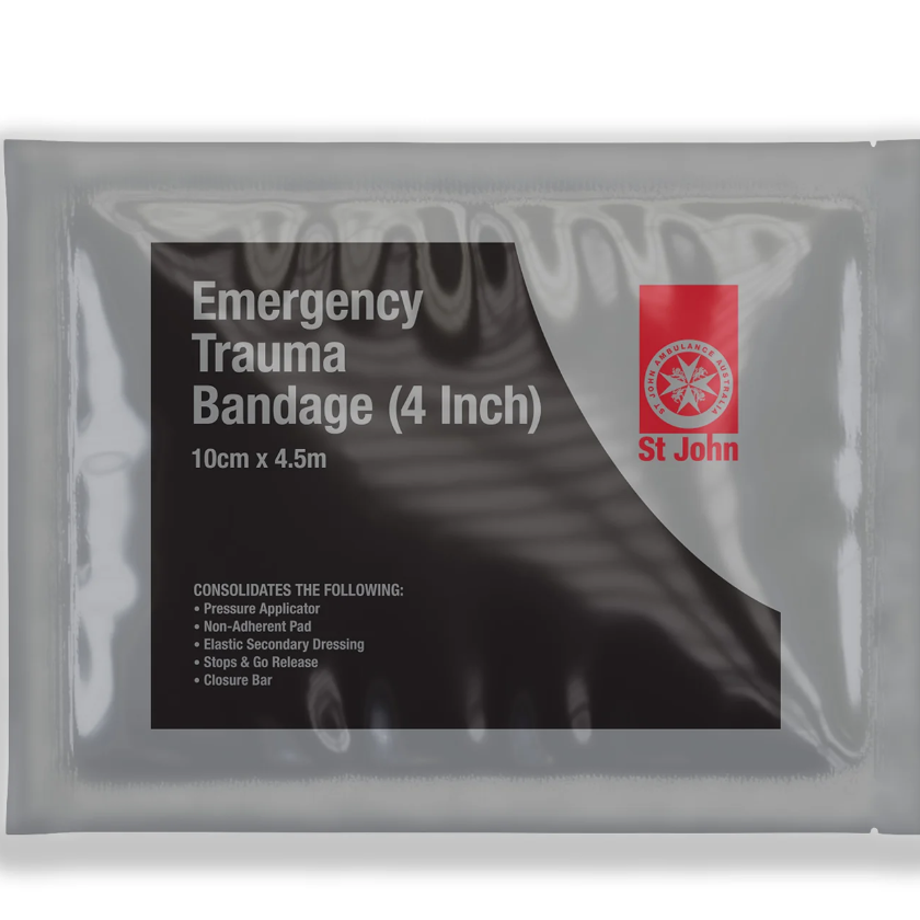 St John Emergency Trauma Bandage 10cm x 4.5m (4 inch)