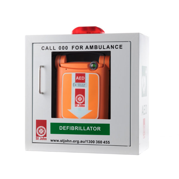 St John G5 iCPR Fully Automatic Defibrillator Bundle with Cabinet