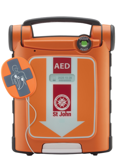 St John G5 iCPR Fully Automatic Defibrillator Bundle with Cabinet