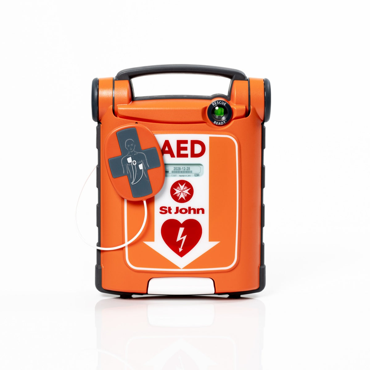 St John G5 iCPR Fully Automatic Defibrillator Bundle with Cabinet