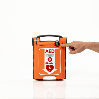 St John G5 iCPR Fully Automatic Defibrillator Bundle with Cabinet