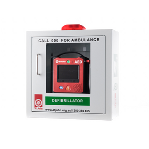 St John X3 Semi-Automatic Defibrillator Bundle with Cabinet