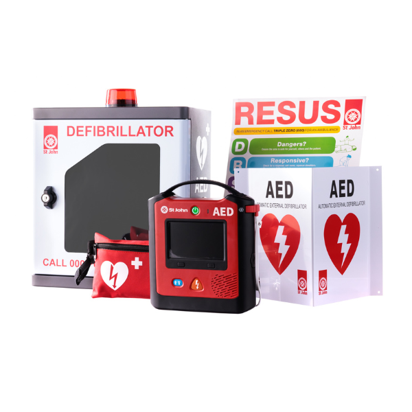 St John X3 Semi-Automatic Defibrillator Bundle with Outdoor Cabinet ...